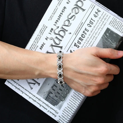 13mm S925 Moissanite Oval Natural Obsidian X Link Bracelet