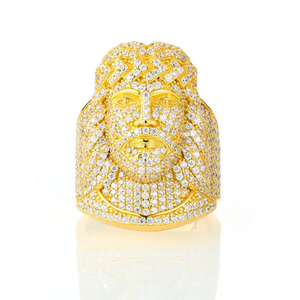 S925 Micro Pave Moissanite Portrait of Jesus Ring